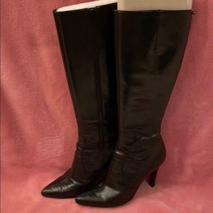 Pointy Black Knee High Boots